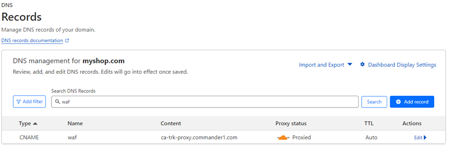  Déclaration du domaine sur Cloudfront